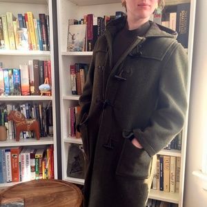 Vintage Green Gloverall Wool Duffle Coat England